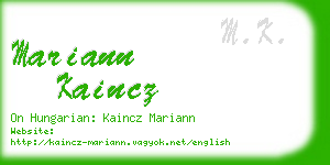 mariann kaincz business card